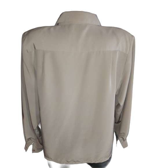 Vintage Al Jean Beige Button-Up Blouse 18 - Picture 5 of 6